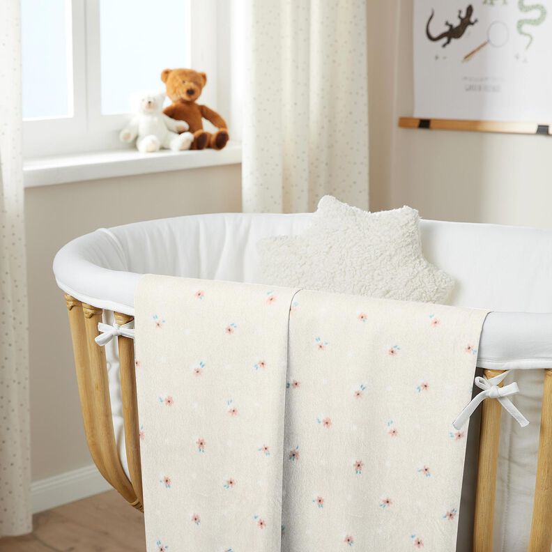 Morbido pile Piccoli fiorellini – beige chiaro/salmone,  image number 5