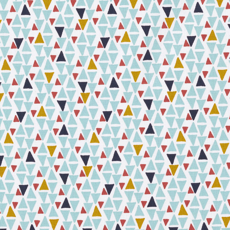 tessuto in cotone cretonne mini triangoli – azzurro/bianco,  image number 1