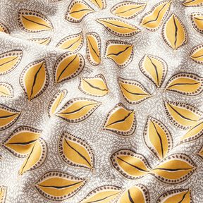 tessuto in cotone cretonne Foglie artistiche – giallo curry, 