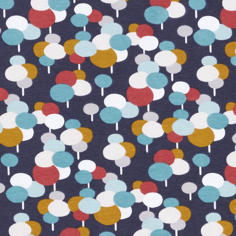 jersey di cotone Alberi a pois – blu notte, image number 1