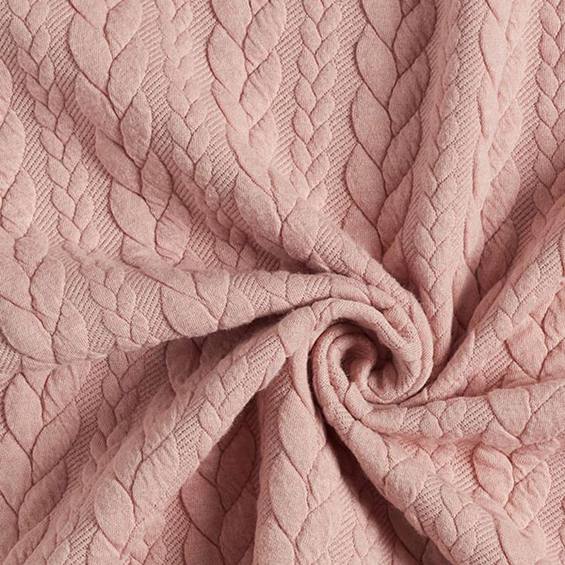 Jersey jacquard, cloqué, motivi a treccia – rosé,  image number 3