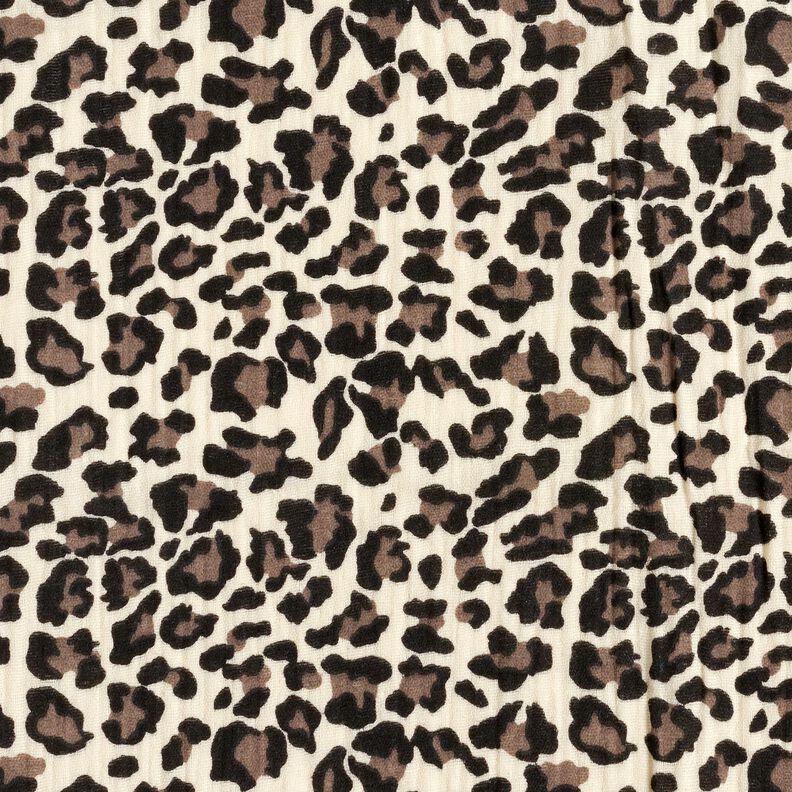 mussolina / tessuto doppio increspato Stampa leopardata – beige chiaro/cioccolato,  image number 1