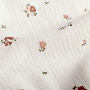 mussolina / tessuto doppio increspato fiori – bianco, 