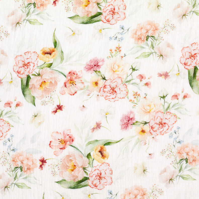 mussolina / tessuto doppio increspato Mazzi di fiori stampa digitale – bianco lana,  image number 1