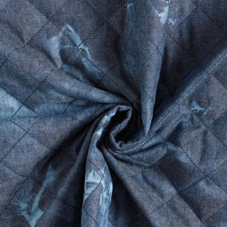 Tessuto Chambray trapuntato batik – colore blu jeans,  image number 4