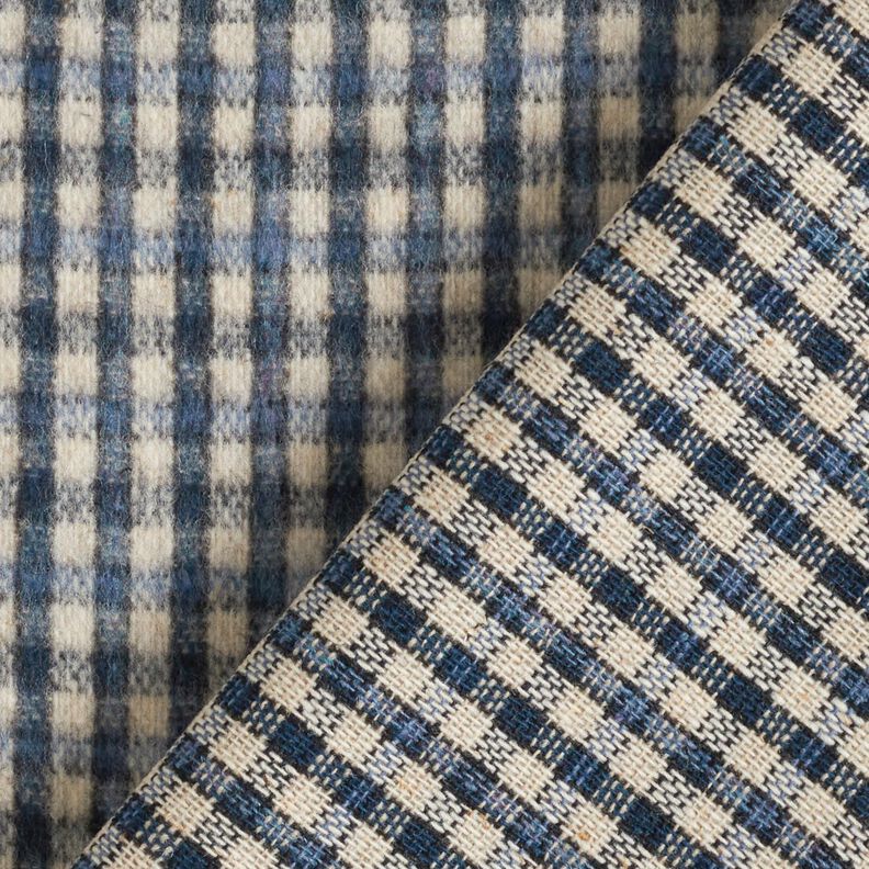 Tessuto per cappotto misto lana a quadri piccoli – beige/blu,  image number 5