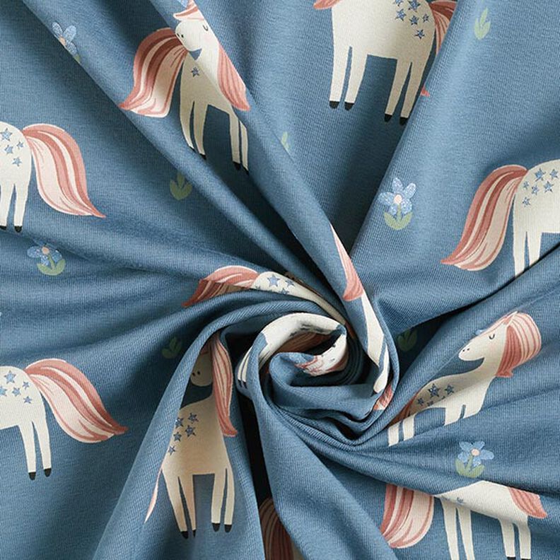 jersey di cotone Graziosi unicorni glitterati – grigio blu,  image number 4