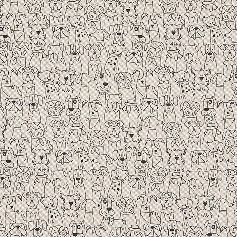 tessuto arredo mezzo panama Cani dei cartoni animati – nero/naturale,  image number 1