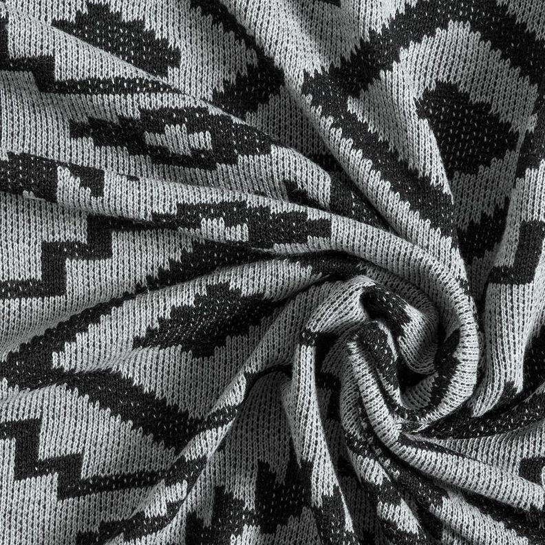 Tessuto in maglia con motivo Ikat – grigio/nero, image number 3