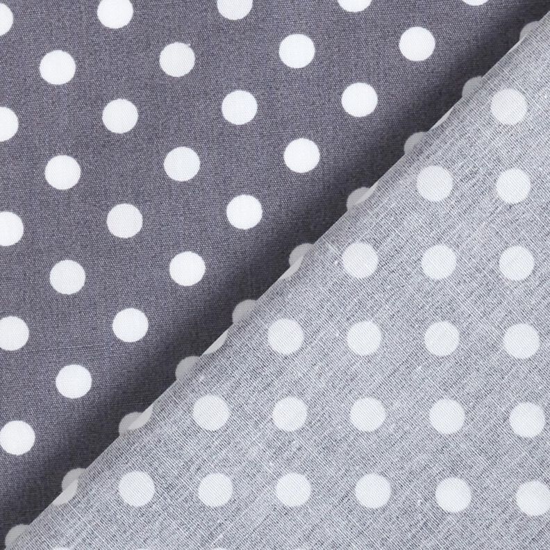 popeline di cotone Pois Polka – grigio ardesia/bianco, image number 4