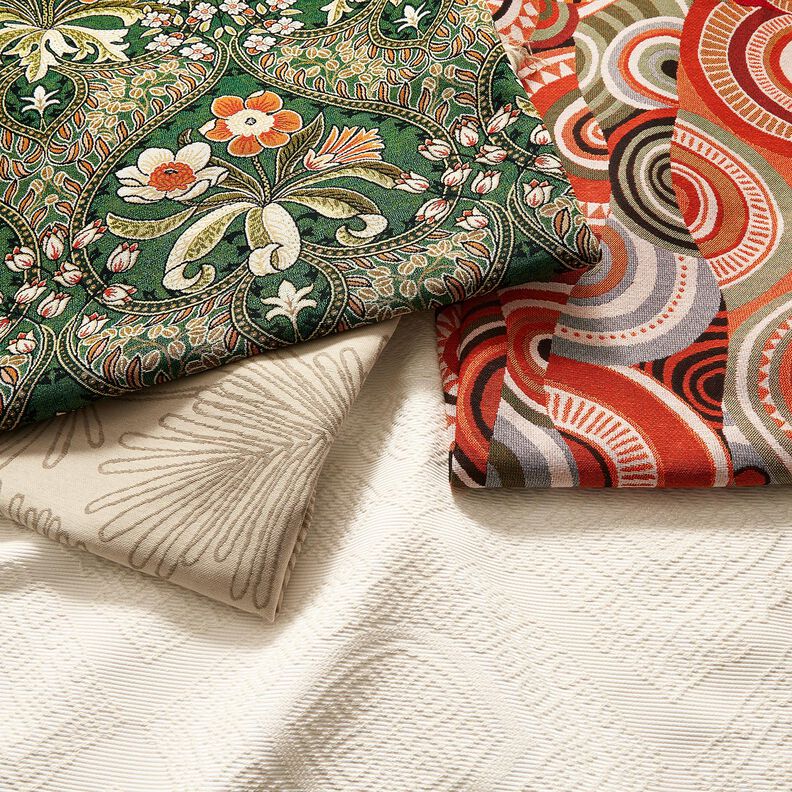 tessuto arredo Jacquard Contorni delle foglie – naturale, image number 5