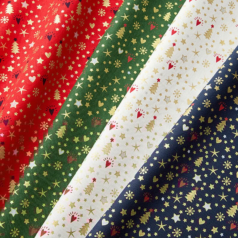 tessuto in cotone popeline Cuori e stelle – blu notte/oro, image number 5