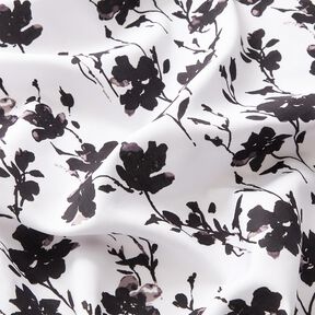 Tessuto di viscosa Stampa floreale astratta – bianco/nero, 