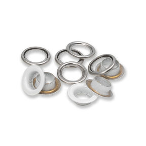 Occhielli con rondelle [20 pezzi | Ø 11 mm] | Prym – bianco/argento effetto metallizzato, 