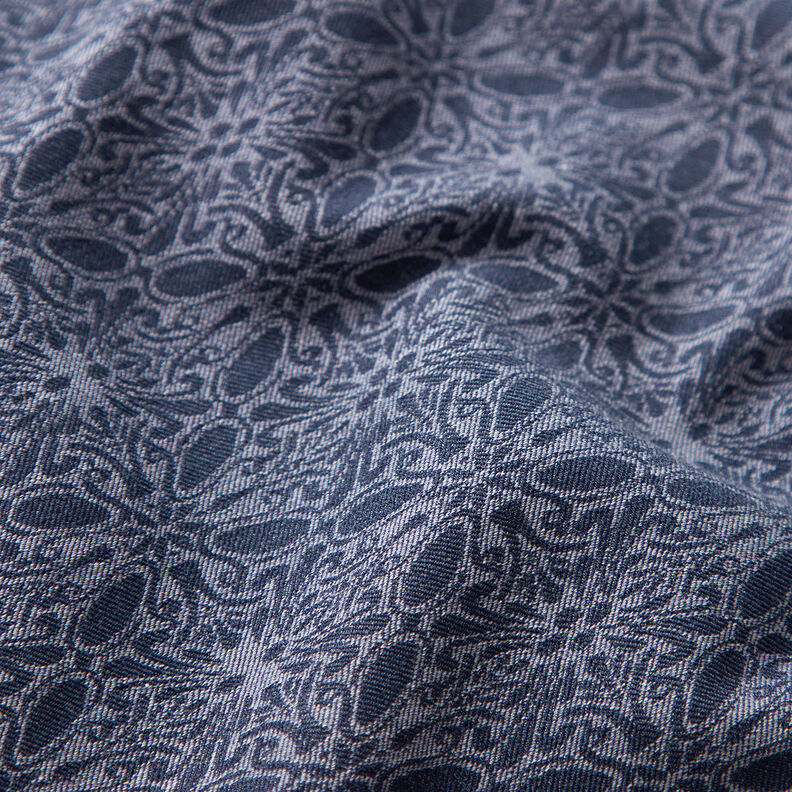 Jacquard elasticizzato con motivi ornamentali – colore blu jeans,  image number 2