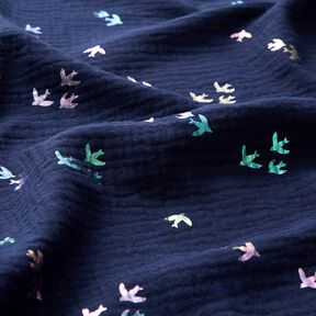 mussolina / tessuto doppio increspato Rondini stampa laminata | Poppy Fabrics – blu notte/mix di, 