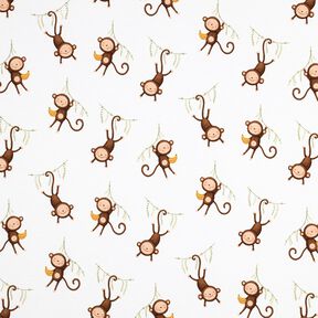 GOTS jersey di cotone scimmie nella giungla stampa digitale | Poppy Fabrics – bianco/marrone scuro, 