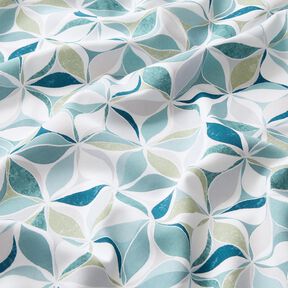 Tessuto di viscosa motivo floreale geometrico – bianco/azzurro, 