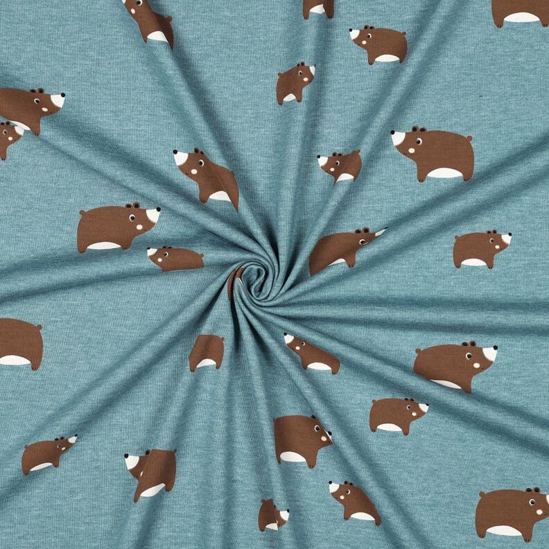 jersey di cotone orsi | Poppy Fabrics – grigio blu/marrone castagna, image number 3