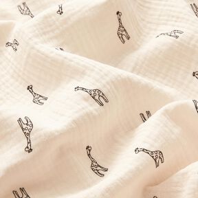 mussolina / tessuto doppio increspato tenere giraffe – bianco, 
