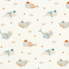 jersey di cotone Balene marittime stampa digitale – bianco lana, 