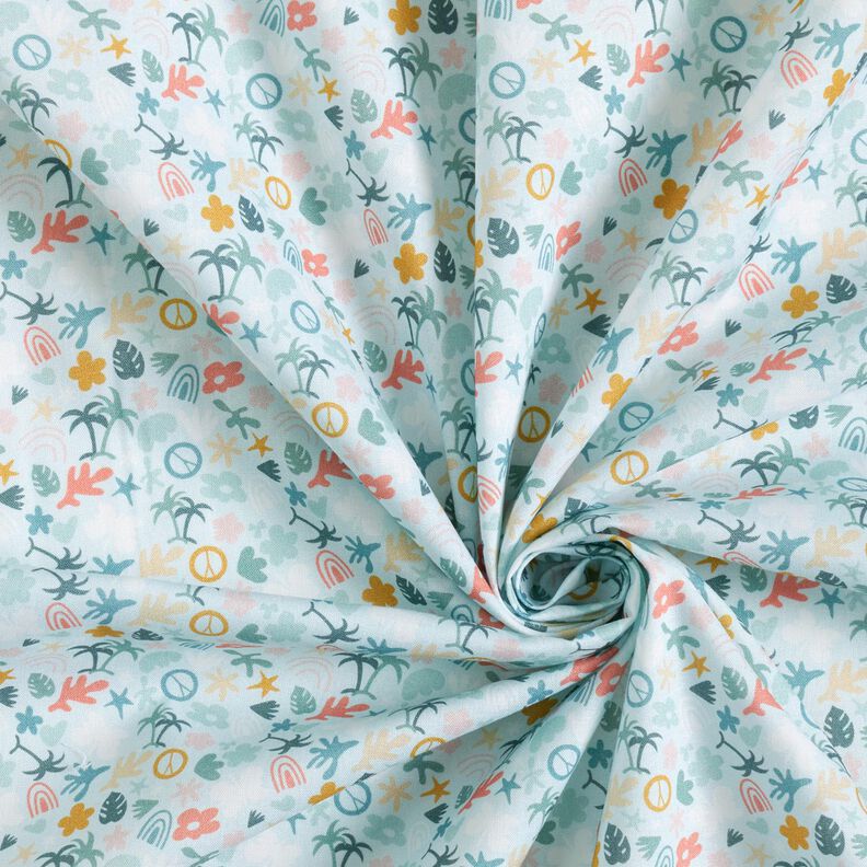 popeline di cotone bio Mondo delle palme – azzurro baby/menta chiaro,  image number 3