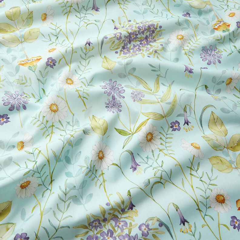tessuto in cotone popeline Fiori selvatici – menta chiaro/lavanda,  image number 2