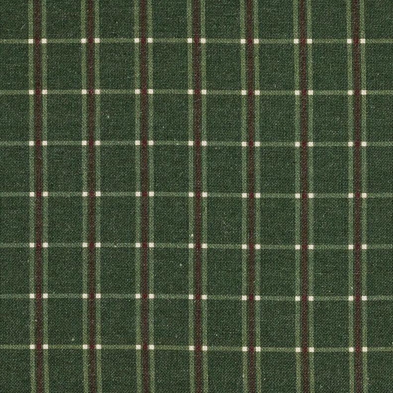 tessuto arredo mezzo panama Quadretti eleganti – verde abete/rosso carminio,  image number 1