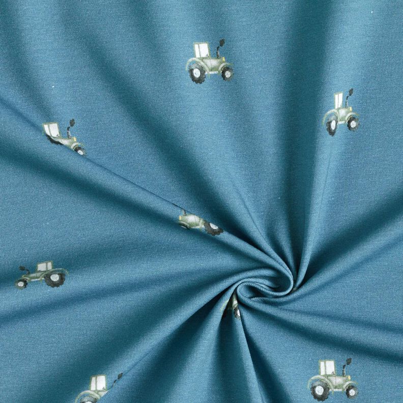 GOTS jersey di cotone Trattori stampa digitale – colore blu jeans,  image number 3
