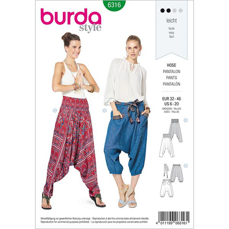 pantalone, Burda 6316 | 32 - 46,  image number 1