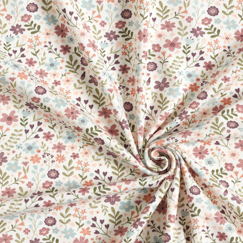 jersey di cotone prato fiorito – avorio, image number 3