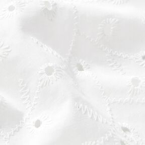 Tessuto di cotone traforato, ricamato con viticci di fiori – bianco, 