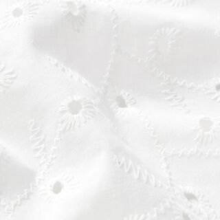 Tessuto di cotone traforato, ricamato con viticci di fiori – bianco, 