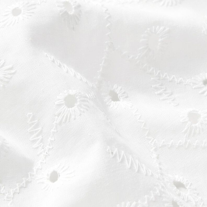 Tessuto di cotone traforato, ricamato con viticci di fiori – bianco,  image number 2