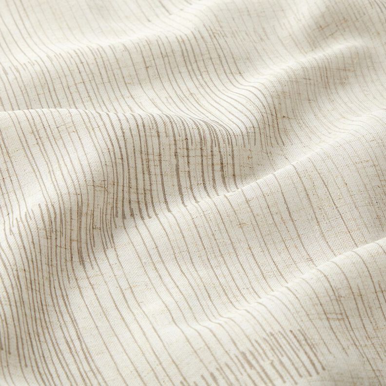 tessuto per tende a vetro misto lino Righe irregolari – beige scuro/naturale, image number 2