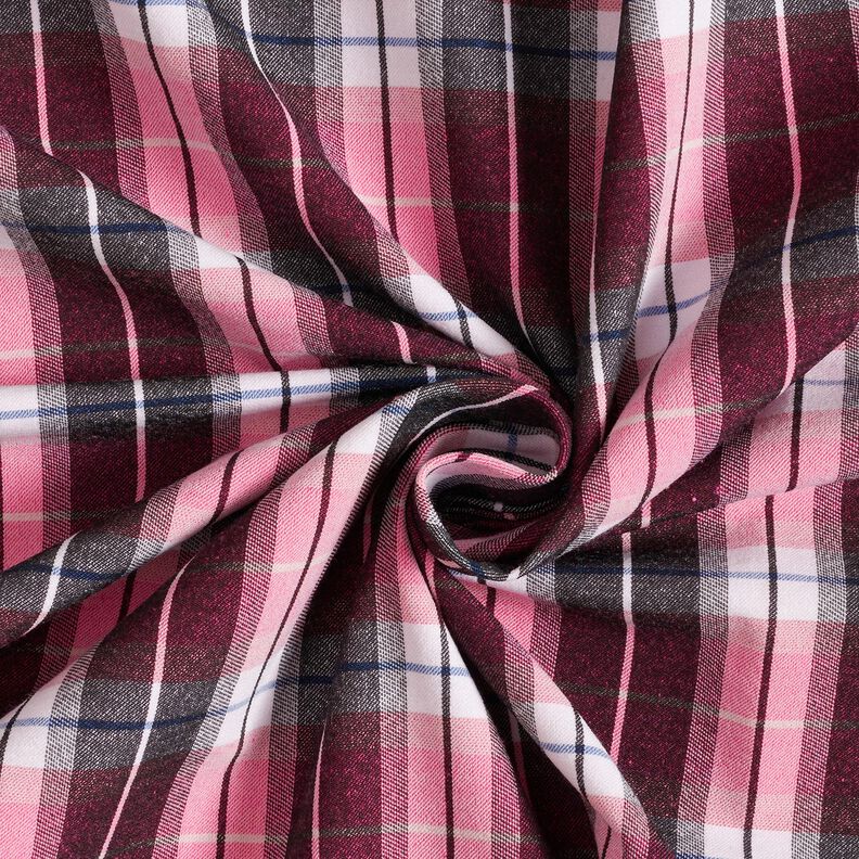 Pantalone elasticizzato a quadri larghi – nero/rosa fucsia acceso,  image number 3