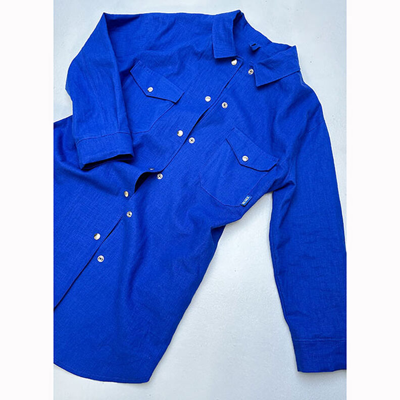 Tessuto di lino misto Ramie medio – blu reale,  image number 8