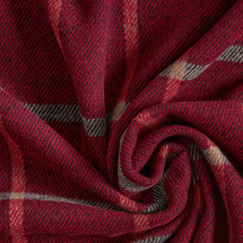 Tessuto per cappotti, quadri grandi – rosso Bordeaux/nero,  image number 3