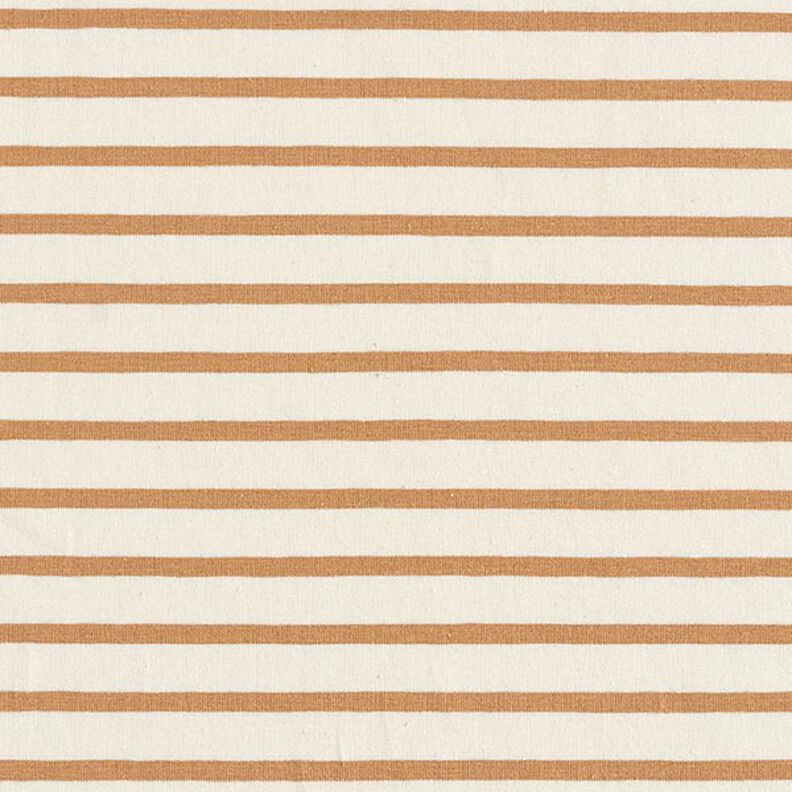Jersey in cotone a righe strette e larghe – crema/cannella,  image number 1