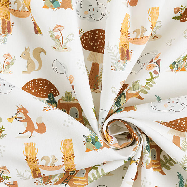 tessuto in cotone popeline Foresta di lettere – bianco, image number 3