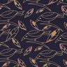 Tessuto di viscosa Uccelli Art Déco – blu notte/sabbia,  thumbnail number 1