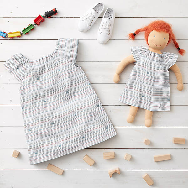 popeline di cotone bio Baby coniglietto e righe – bianco,  image number 6