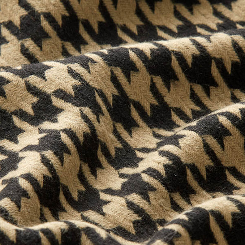 Tessuto per cappotto in tessuto misto cotone pied de poule – nero/anemone,  image number 2