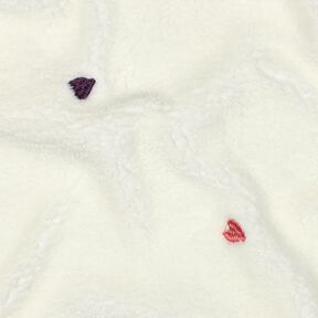 tessuto peluche Cuori ricamati | Poppy Fabrics – avorio/rosé, 