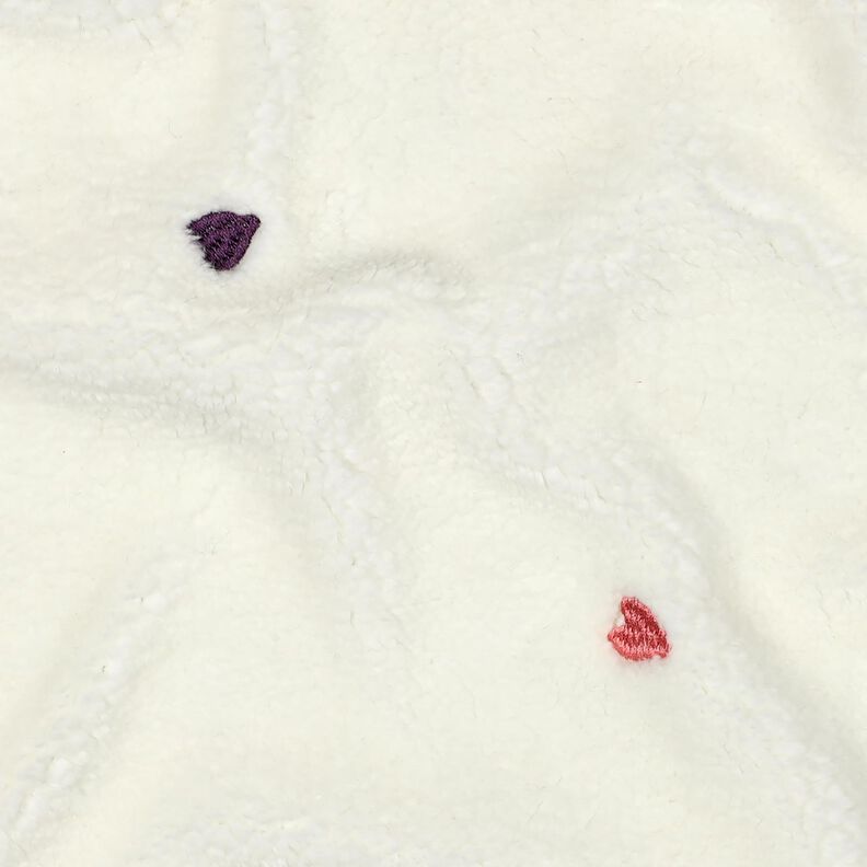 tessuto peluche Cuori ricamati | Poppy Fabrics – avorio/rosé,  image number 2