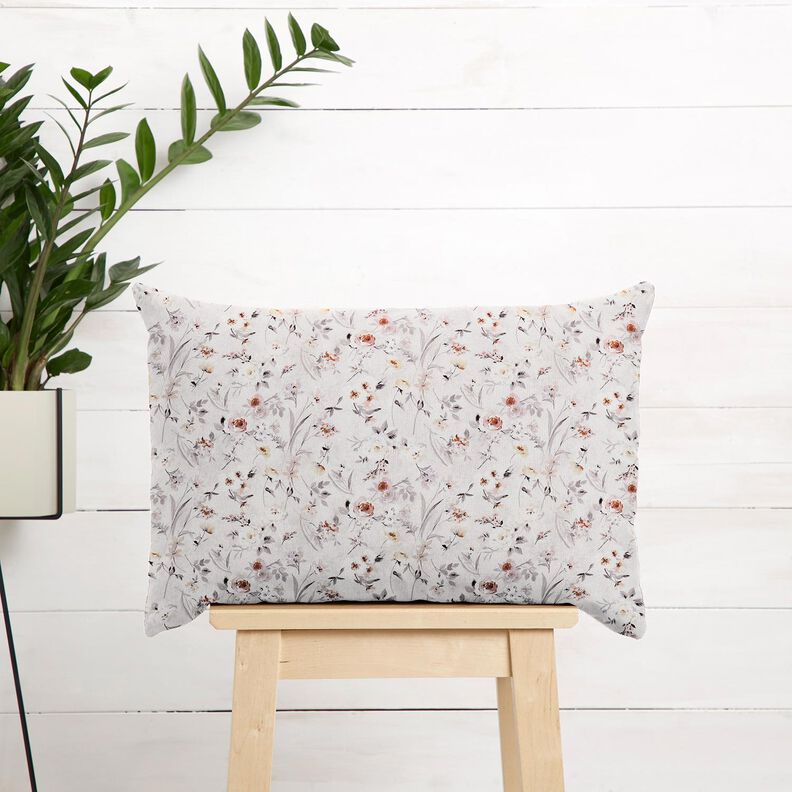 tessuto in cotone popeline Sottili rami di fiori – grigio argento/beige chiaro, image number 6
