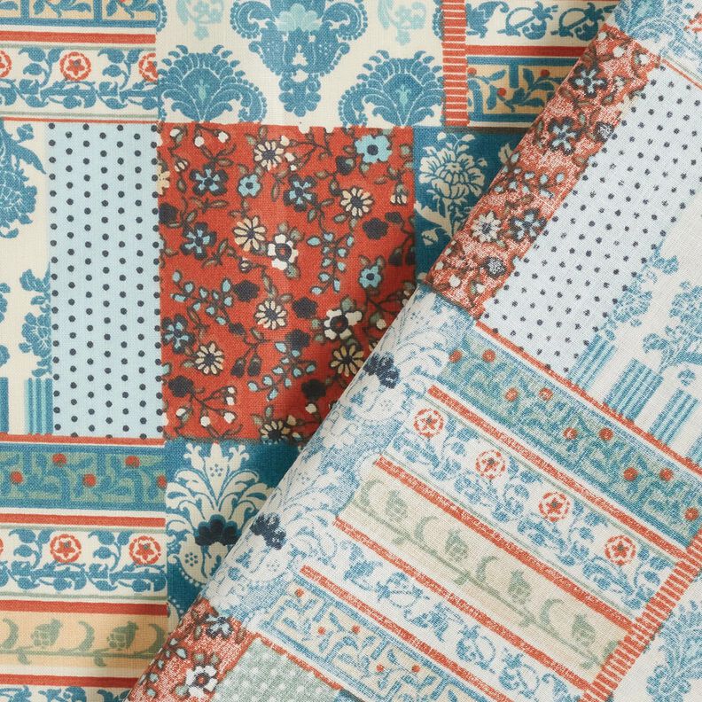 tessuto in cotone cretonne Patchwork floreale – blu, image number 4