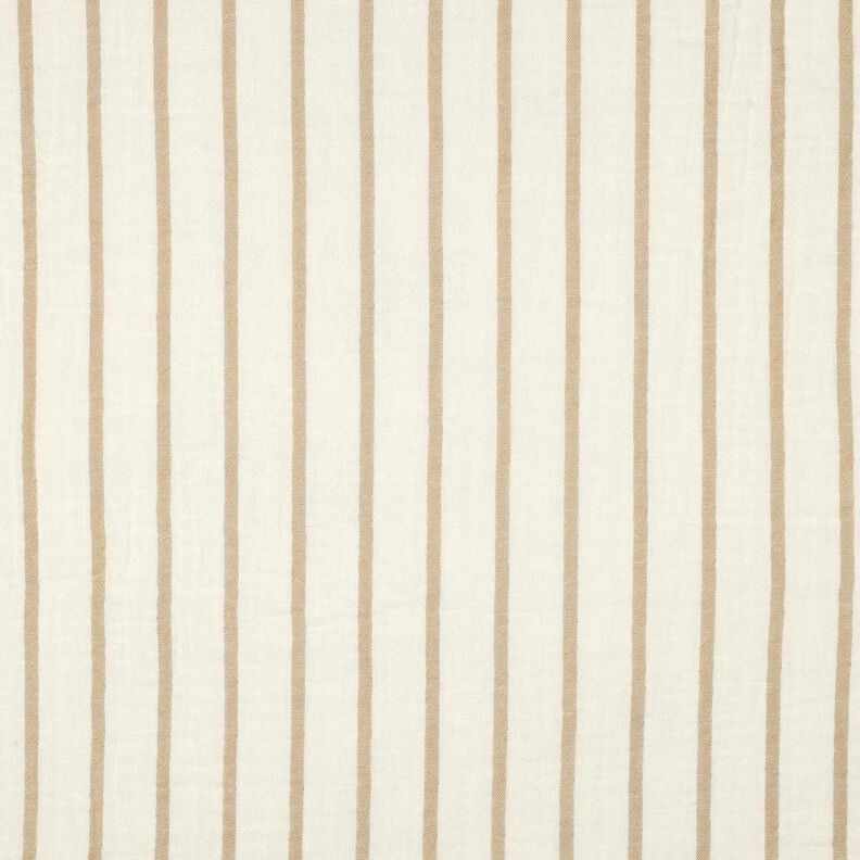mussolina / tessuto doppio increspato Righe tinte in filo | Poppy Fabrics – mandorla/bianco lana, image number 1