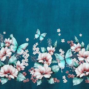 jersey di cotone Prato con farfalle | Glitzerpüppi  – petrolio chiaro/rosé, 