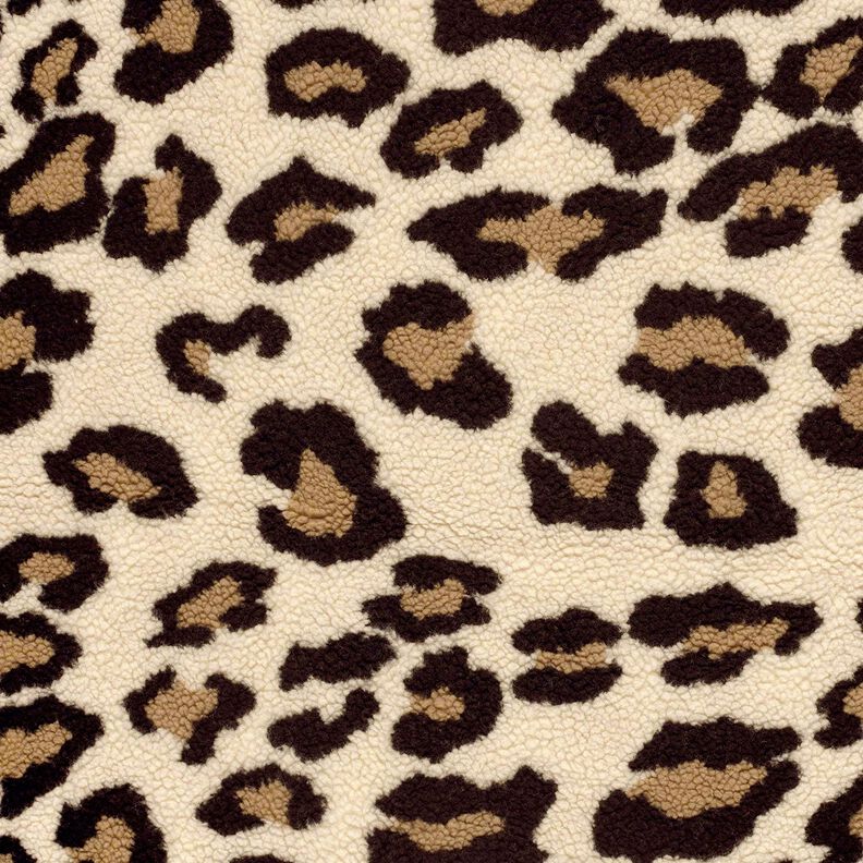 Peluche Sherpa con stampa leopardata – mandorla/nero, image number 1